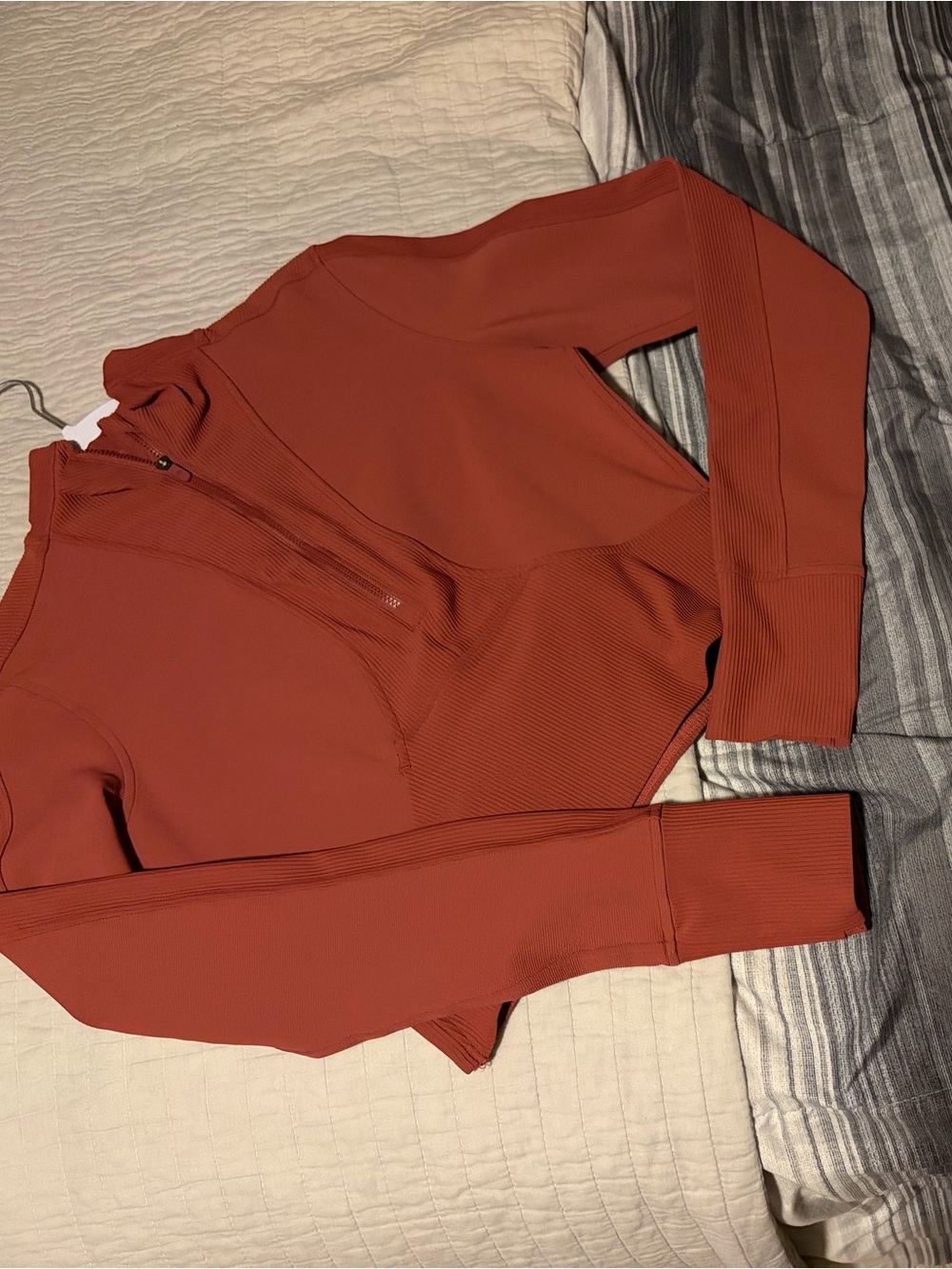 lululemon athletica rust red half-zip jacket